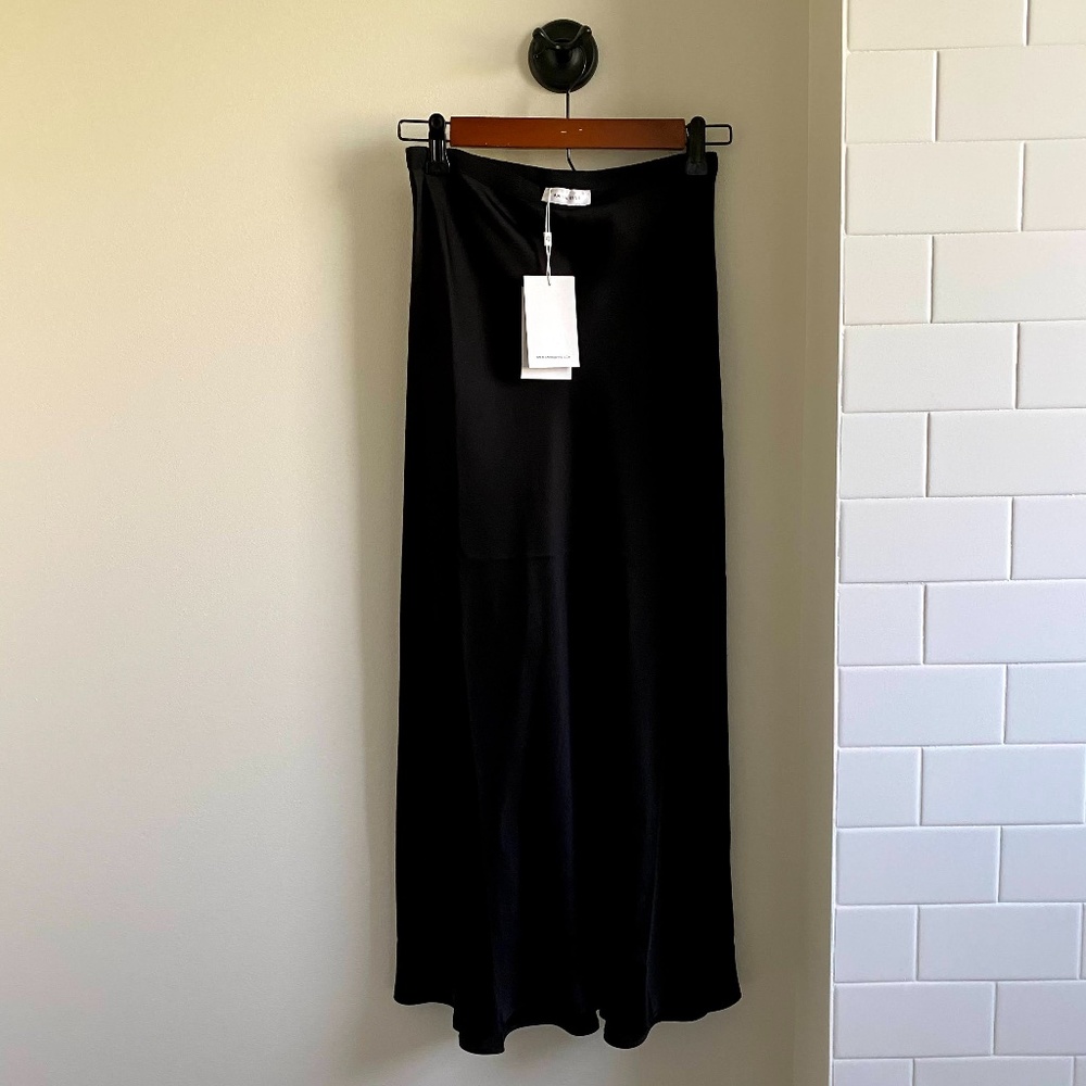 Anine Bing Bar Silk-Satin Midi Skirt